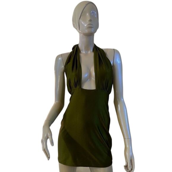 Bailey Rose Green Halter Backless Dress - Picture 2 of 7